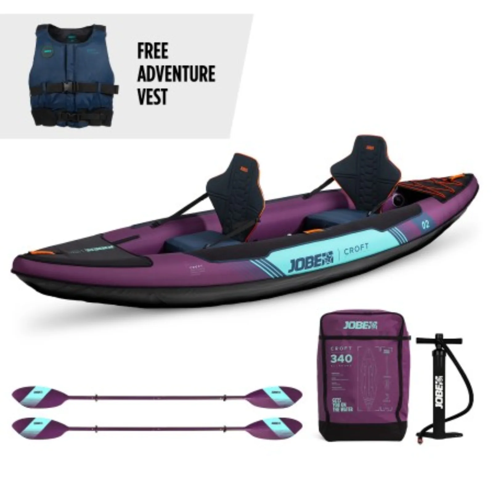 Jobe Croft Şişme Kano Set Sunset Mor