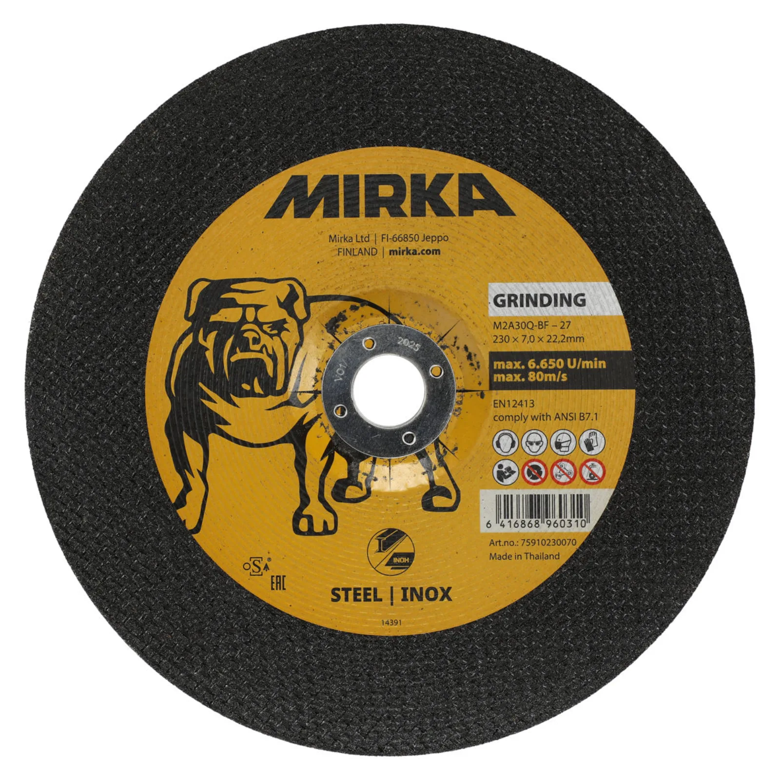 Mirka Grinding Wheel 230x7,0x22,2mm M2A30Q-BF Inox