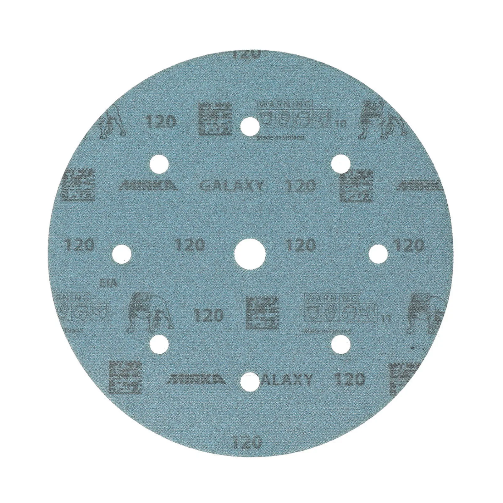 Mirka 200 mm GALAXY Premium Zımpara Diski P120 9 Delik — 50'li Paket