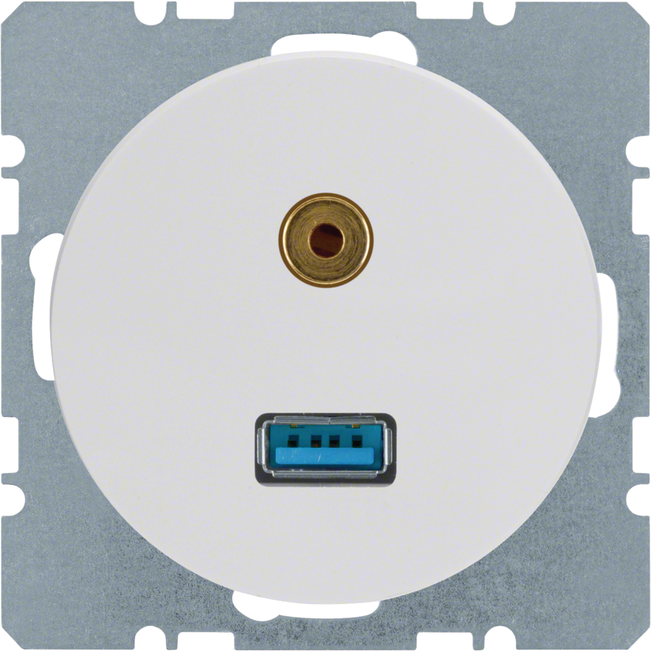 Berker R.3 USB 3 - 5mm Ses Vb, Parlak Beyaz