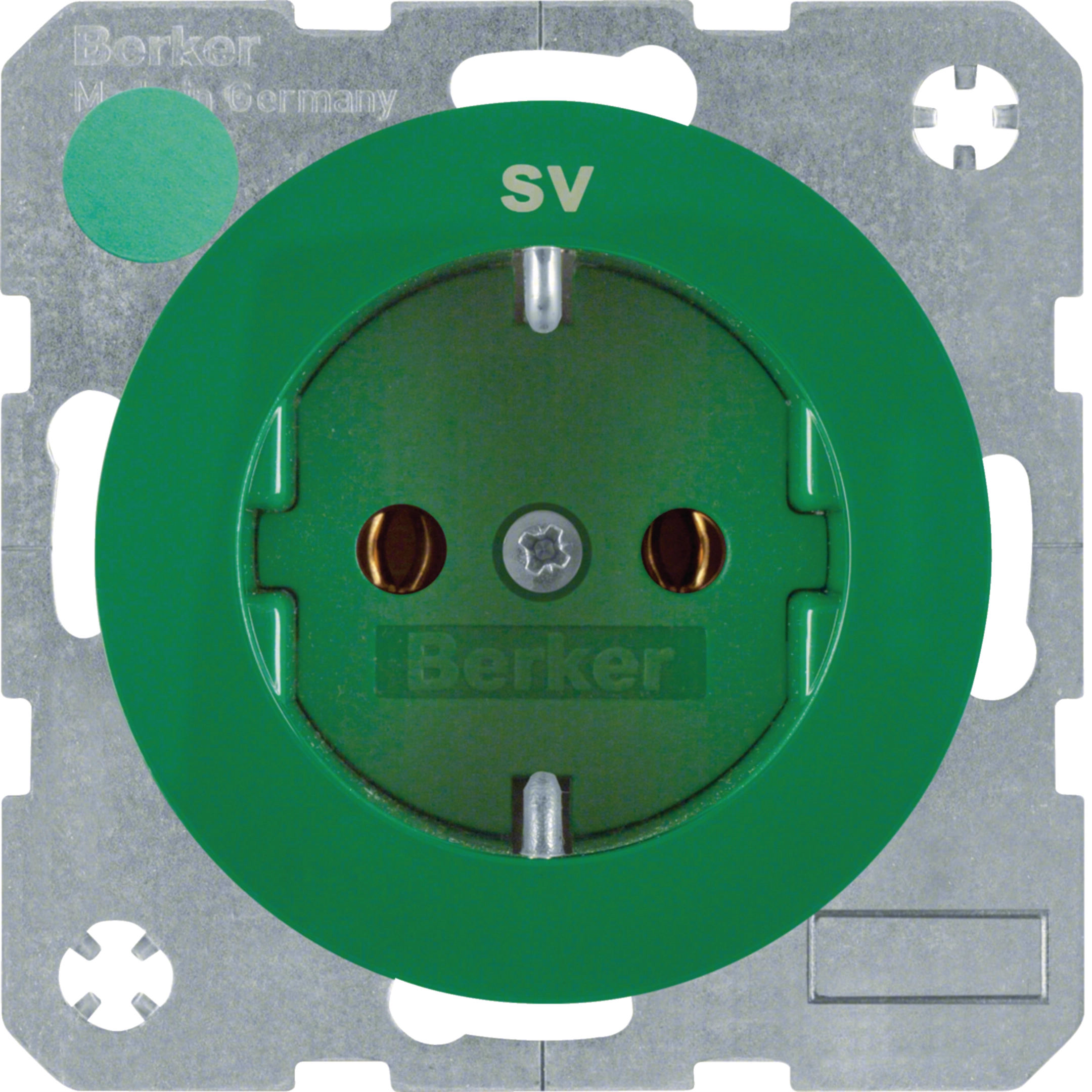 Berker R.3 Priz "SV" Baskı - Yeşil, Parlak