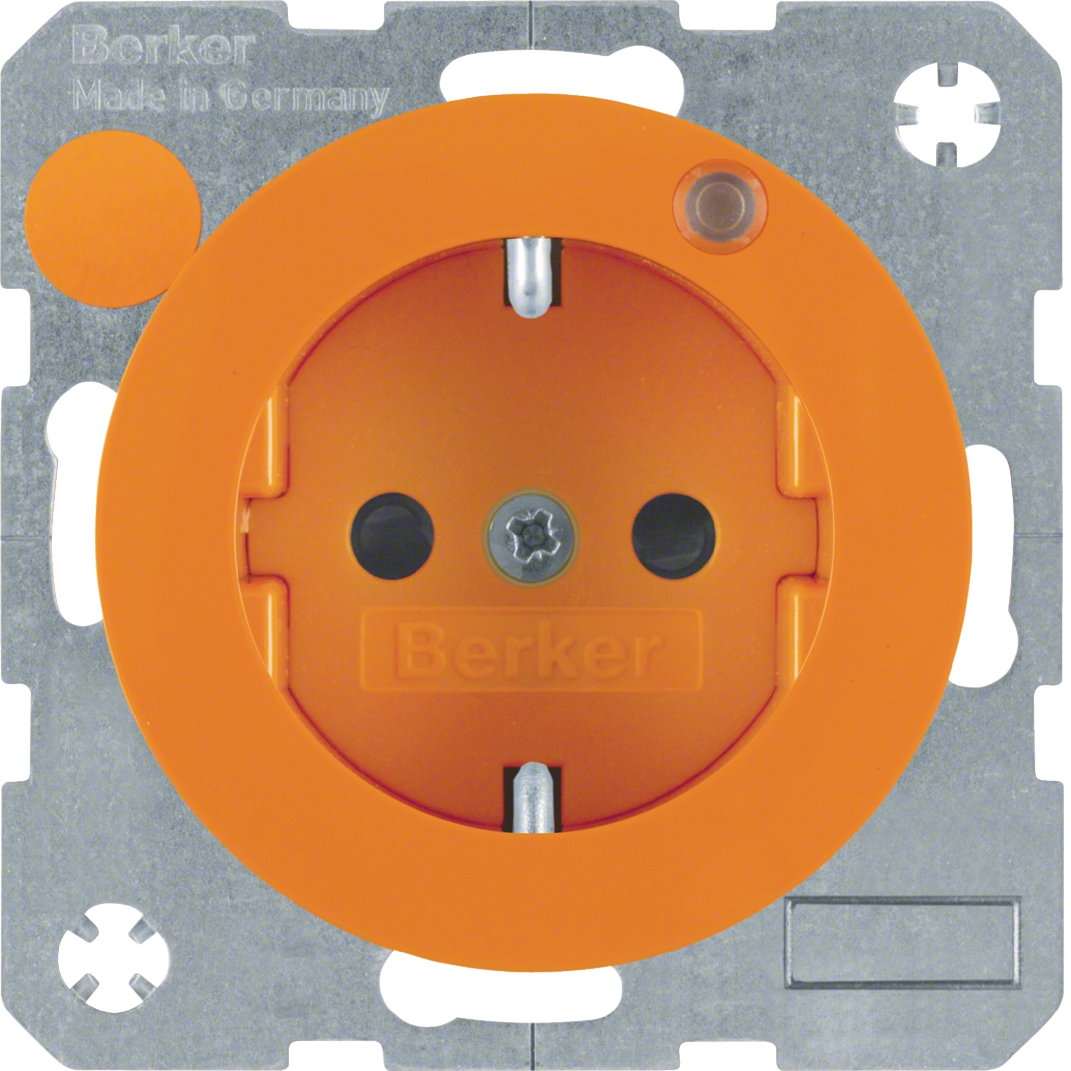 Berker R.3 Topraklı Priz+LED - Gelişmiş Kontak Koruma, Vidalı Başlığı, Turuncu