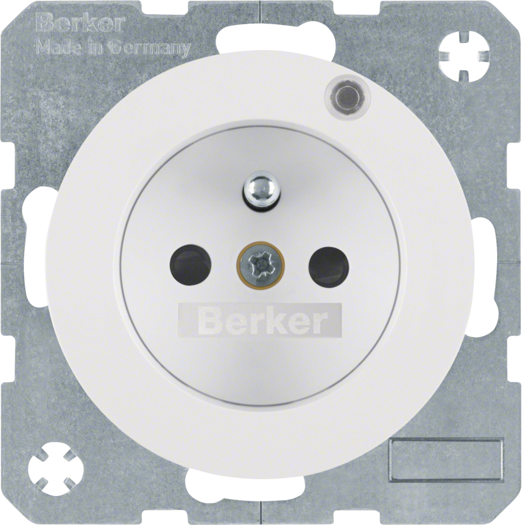 Berker R.3 Topraklı Priz+kontrol LED'i - Gelişmiş Kontak Koruma, Vidalı Term, Beyaz