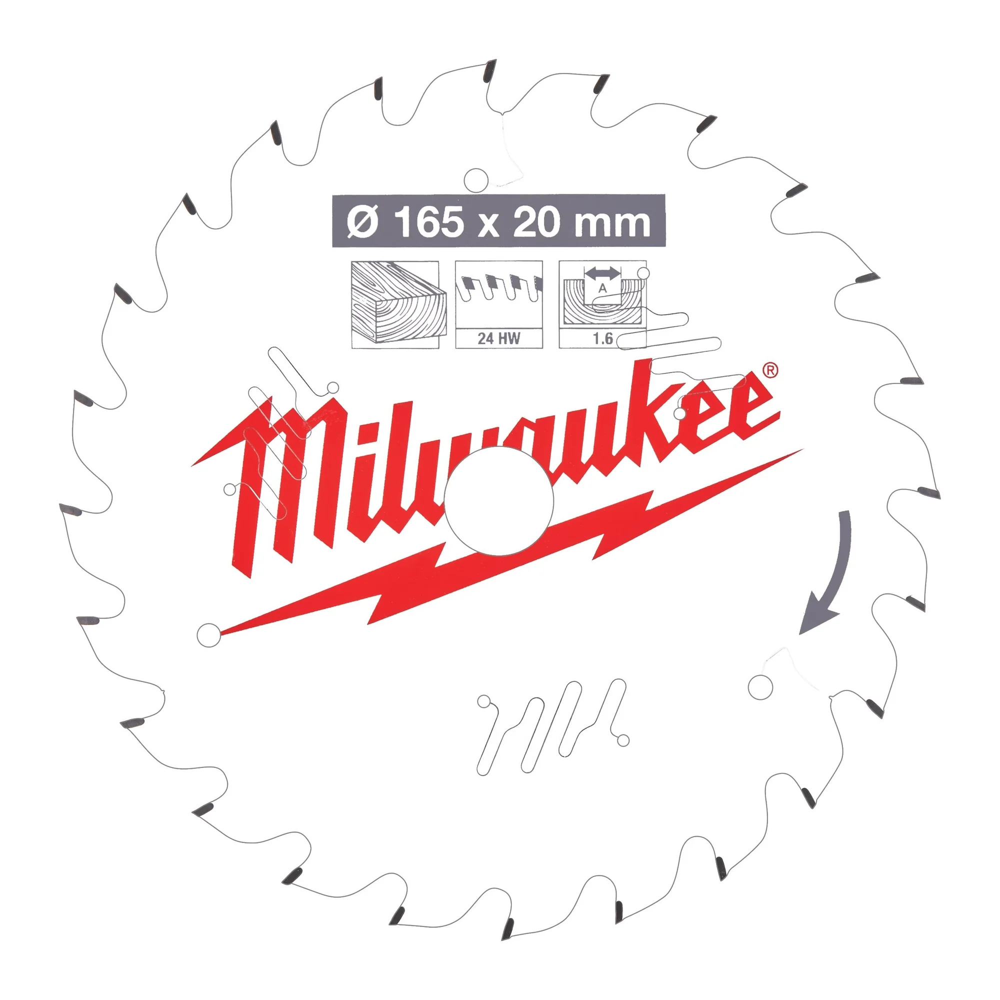 Milwaukee Daire Testere Ahşap 165 × 20 × 1,6 × 24ATB