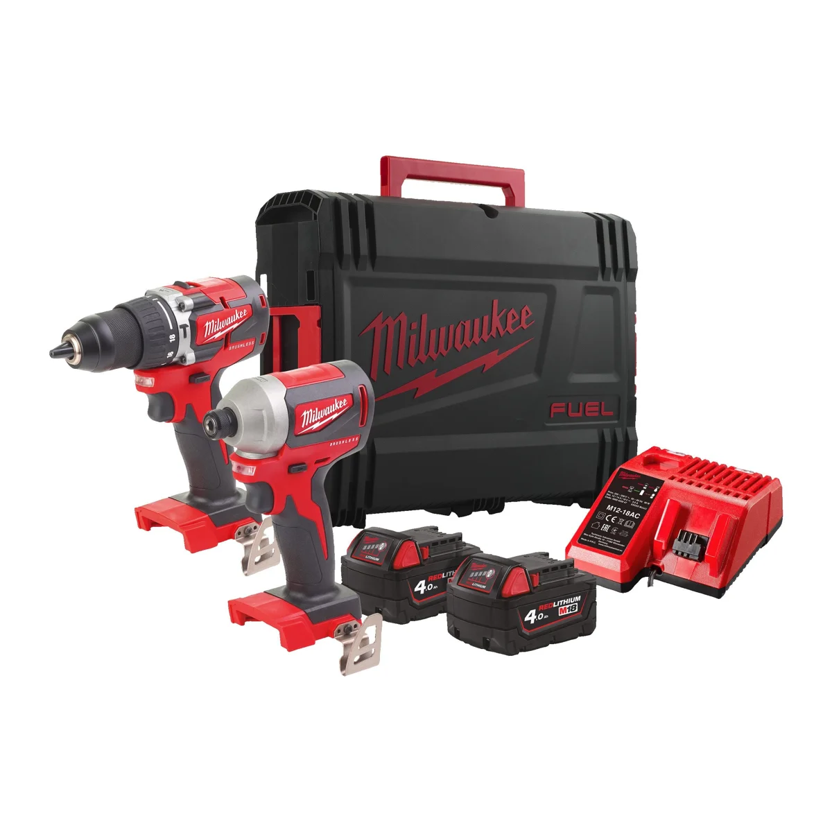 Milwaukee M18 Cblpp2a-402c Kömürsüz Darbeli Matkap Ve 1/4 ̋ Hex Darbeli Vidalama İkili Set